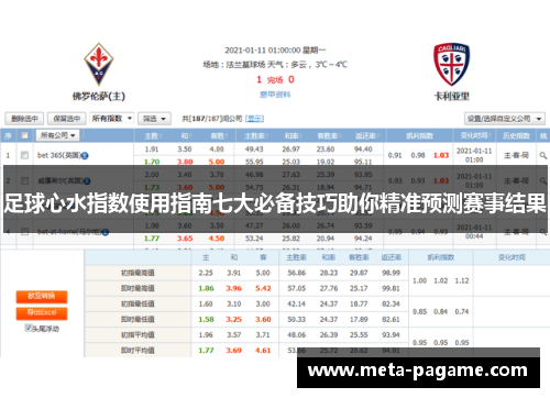 足球心水指数使用指南七大必备技巧助你精准预测赛事结果